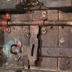1800s Antique Teak Wood Carved Indian Door