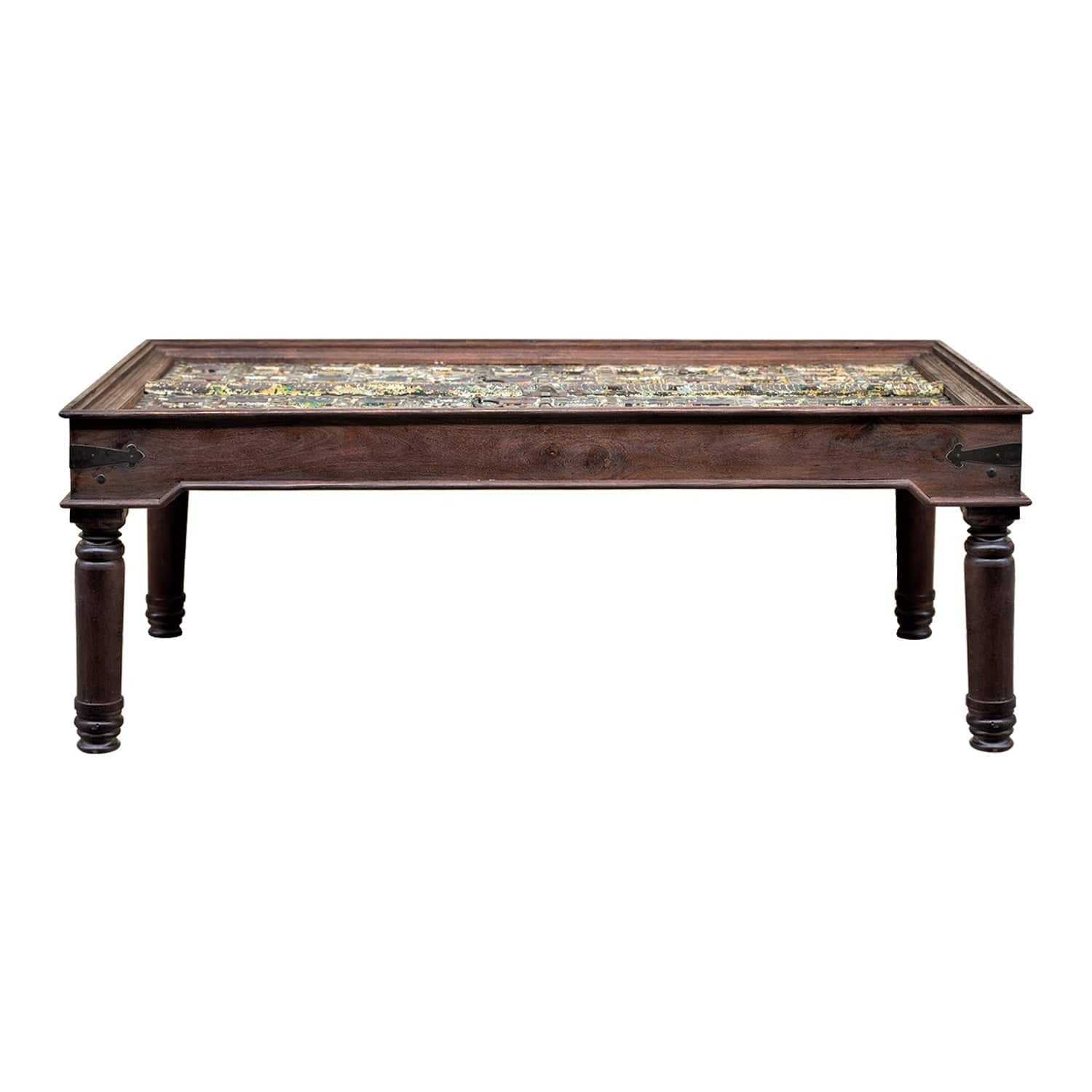 1800s Teak Wood Door 8- Seater Dining Table With Colored Patina