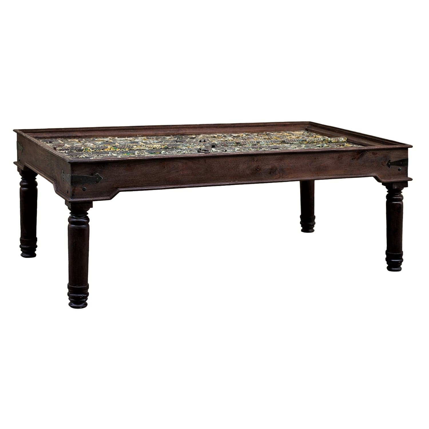 1800s Teak Wood Door 8- Seater Dining Table With Colored Patina