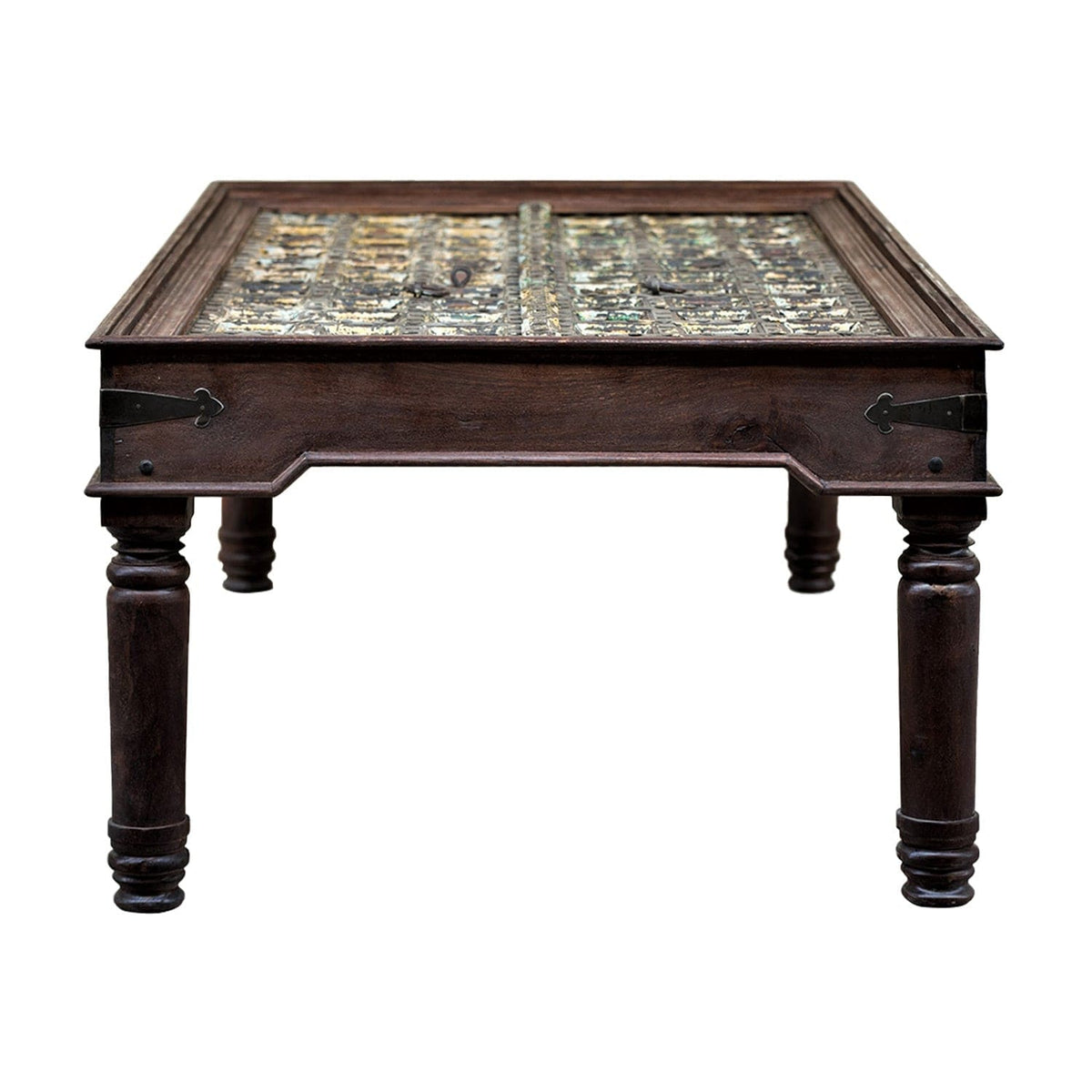 1800s Teak Wood Door 8- Seater Dining Table With Colored Patina