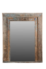 1800s Carved Teak Wood Doorframe Repurposed 82" Tall Extra Large Floor Mirror