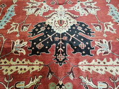 10' X 14' Vintage Hand Made Turkish Wool Rug Carpet Red Black Hand Knotted Nice