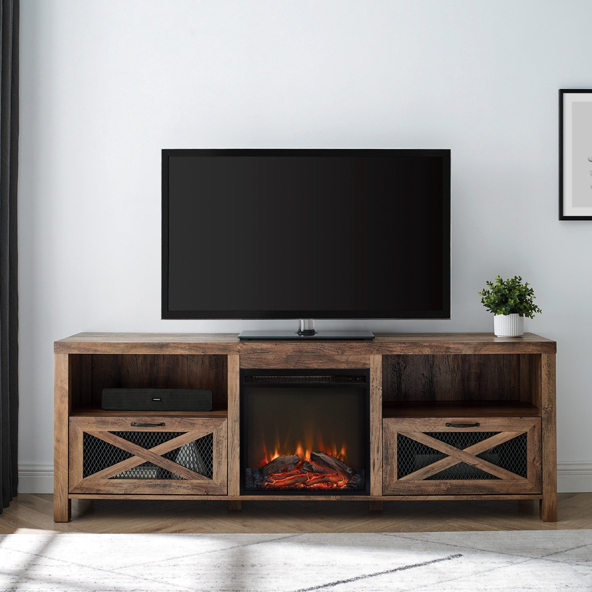 Abilene 70" Rustic Farmhouse Fireplace TV Stand