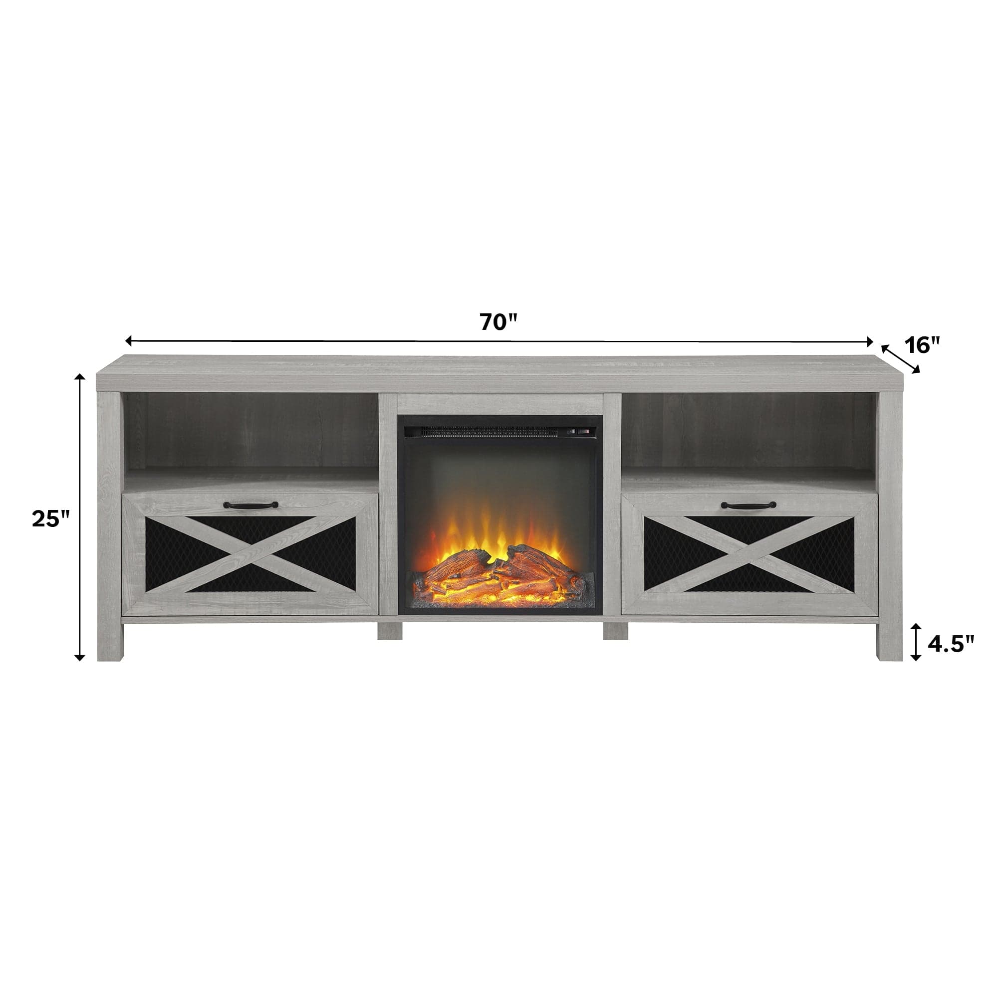 Abilene 70" Rustic Farmhouse Fireplace TV Stand