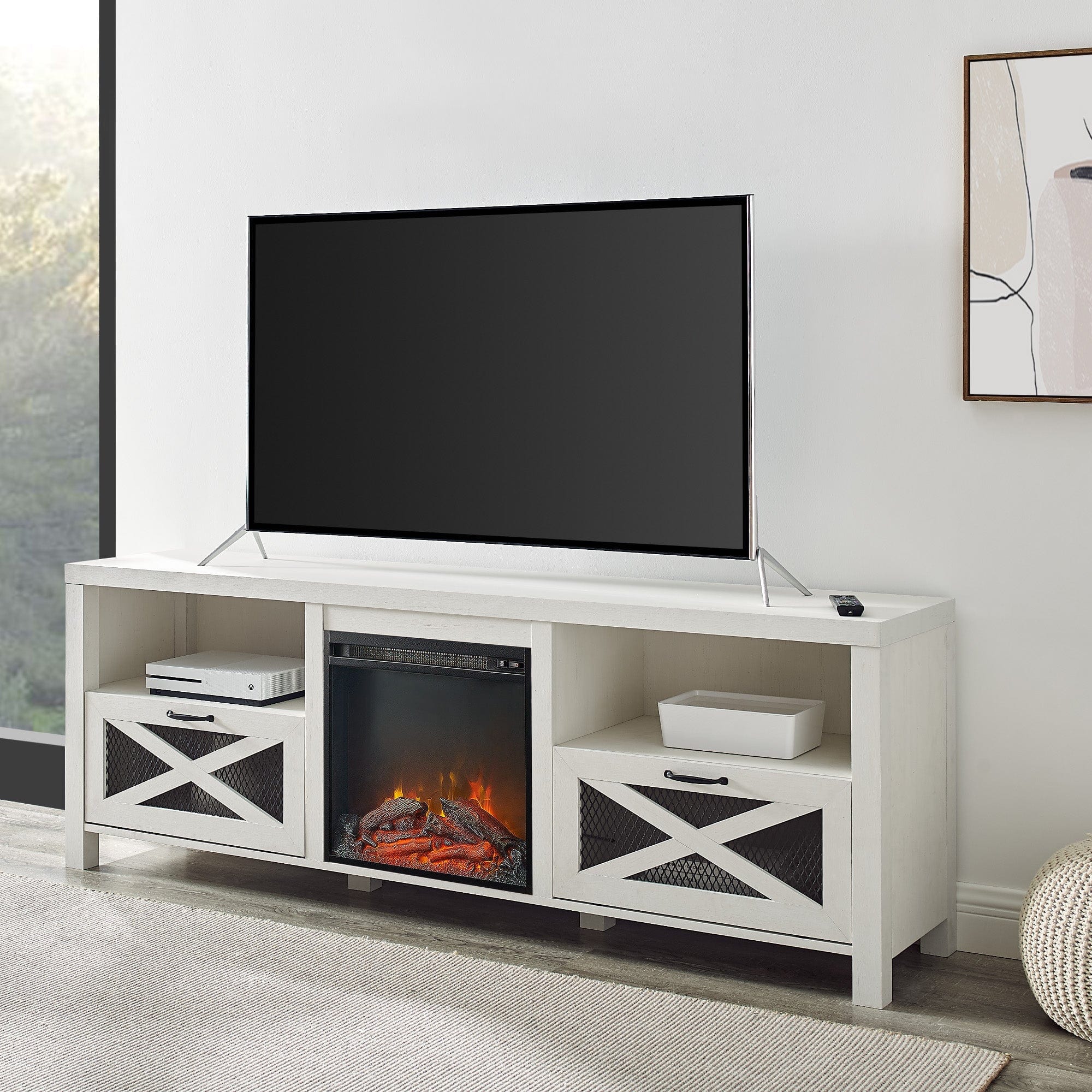 Abilene 70" Rustic Farmhouse Fireplace TV Stand
