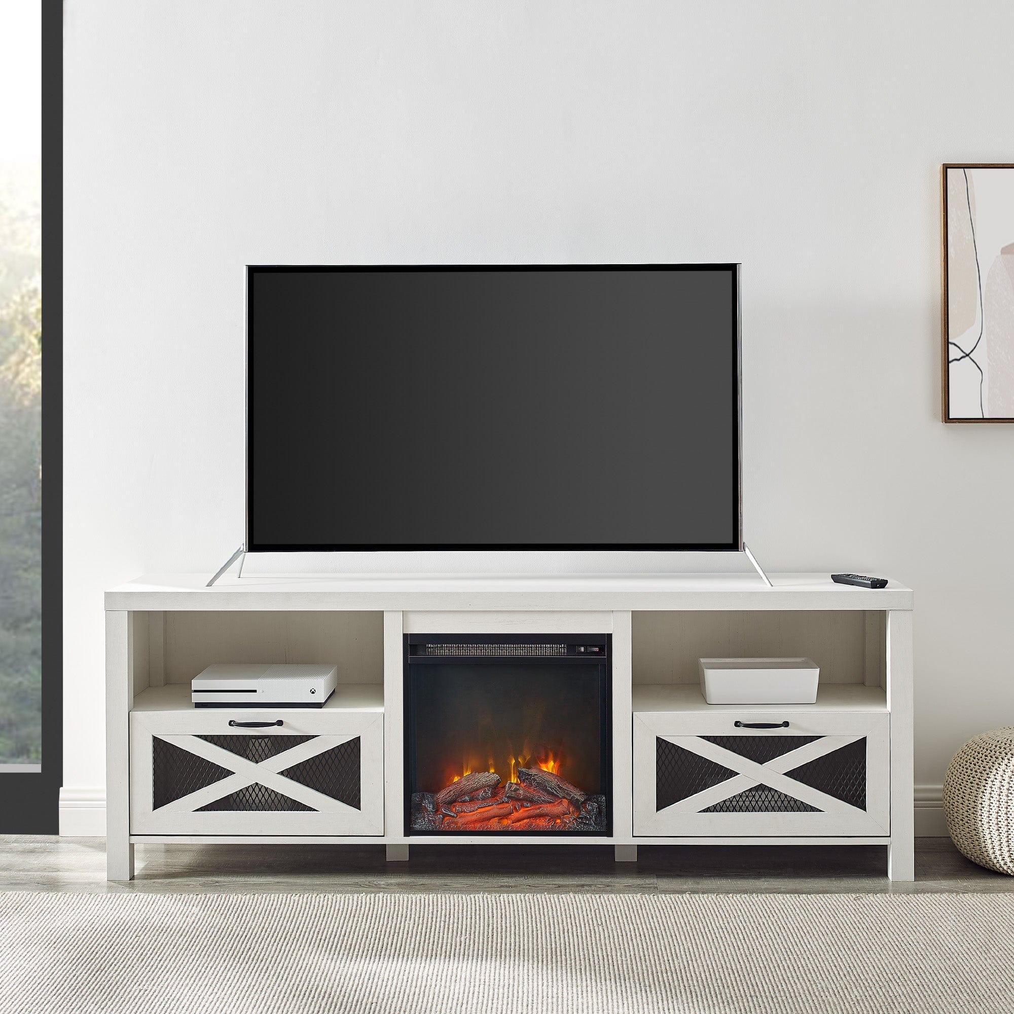 Abilene 70" Rustic Farmhouse Fireplace TV Stand