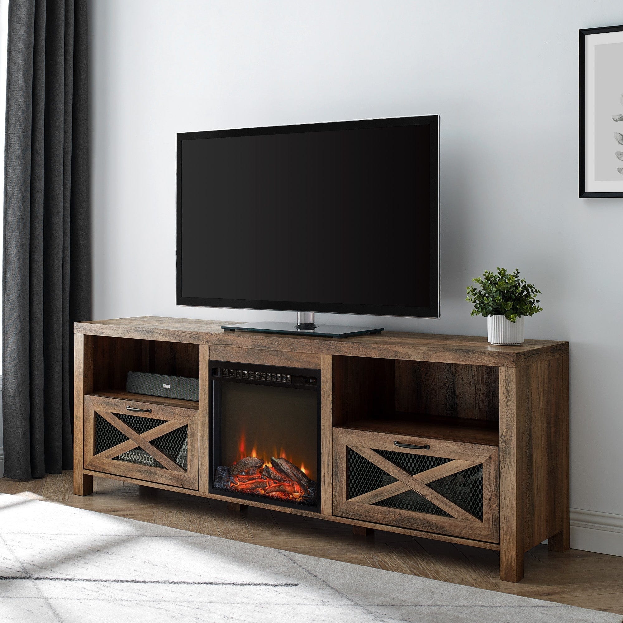 Abilene 70" Rustic Farmhouse Fireplace TV Stand