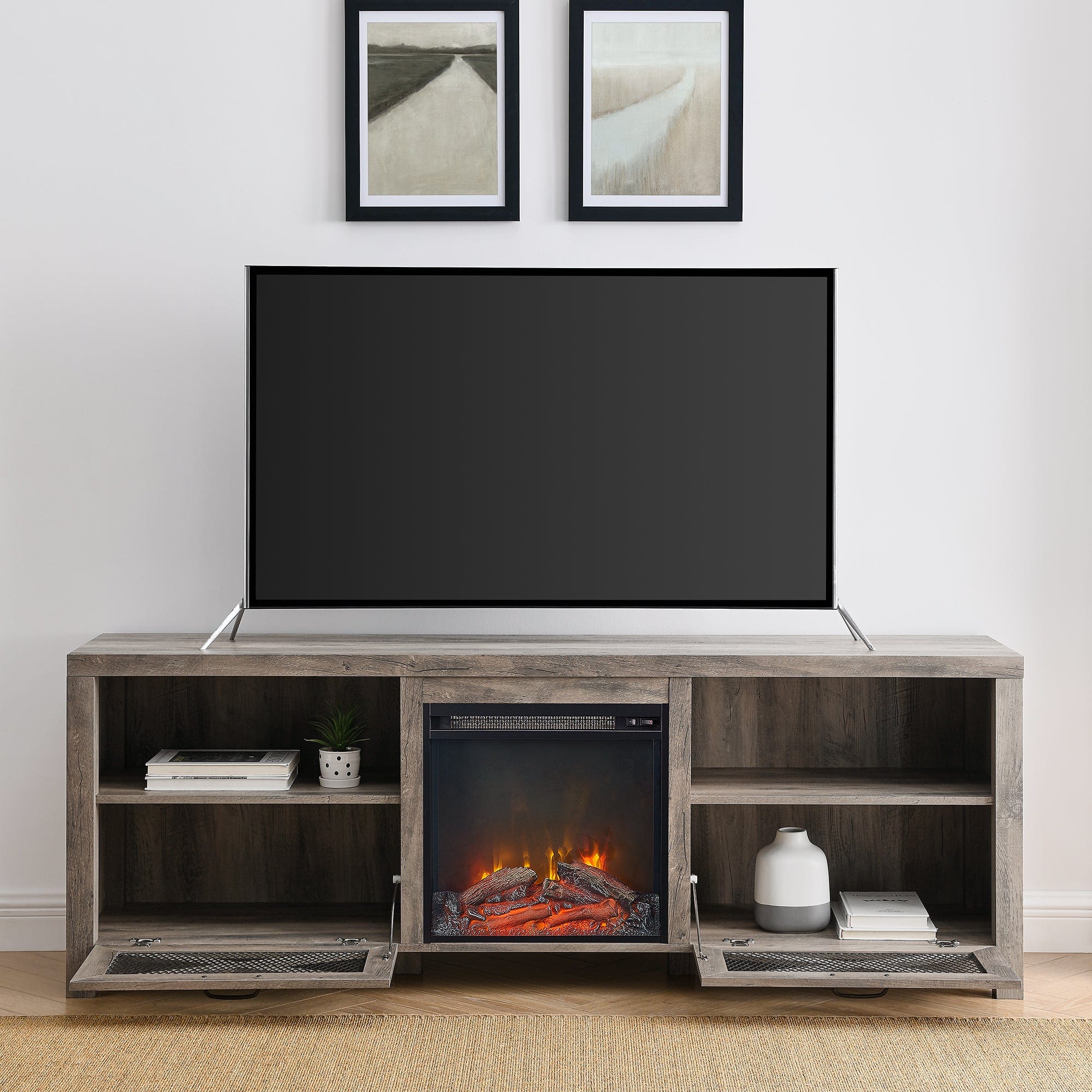 Abilene 70" Rustic Farmhouse Fireplace TV Stand