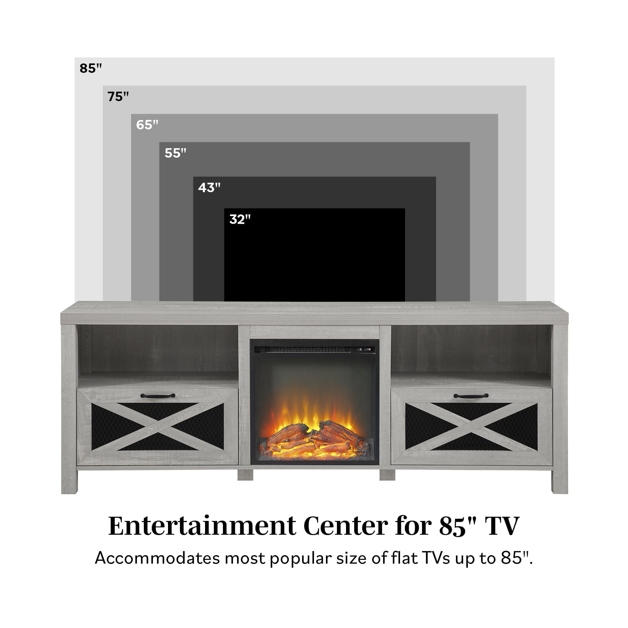 Abilene 70" Rustic Farmhouse Fireplace TV Stand