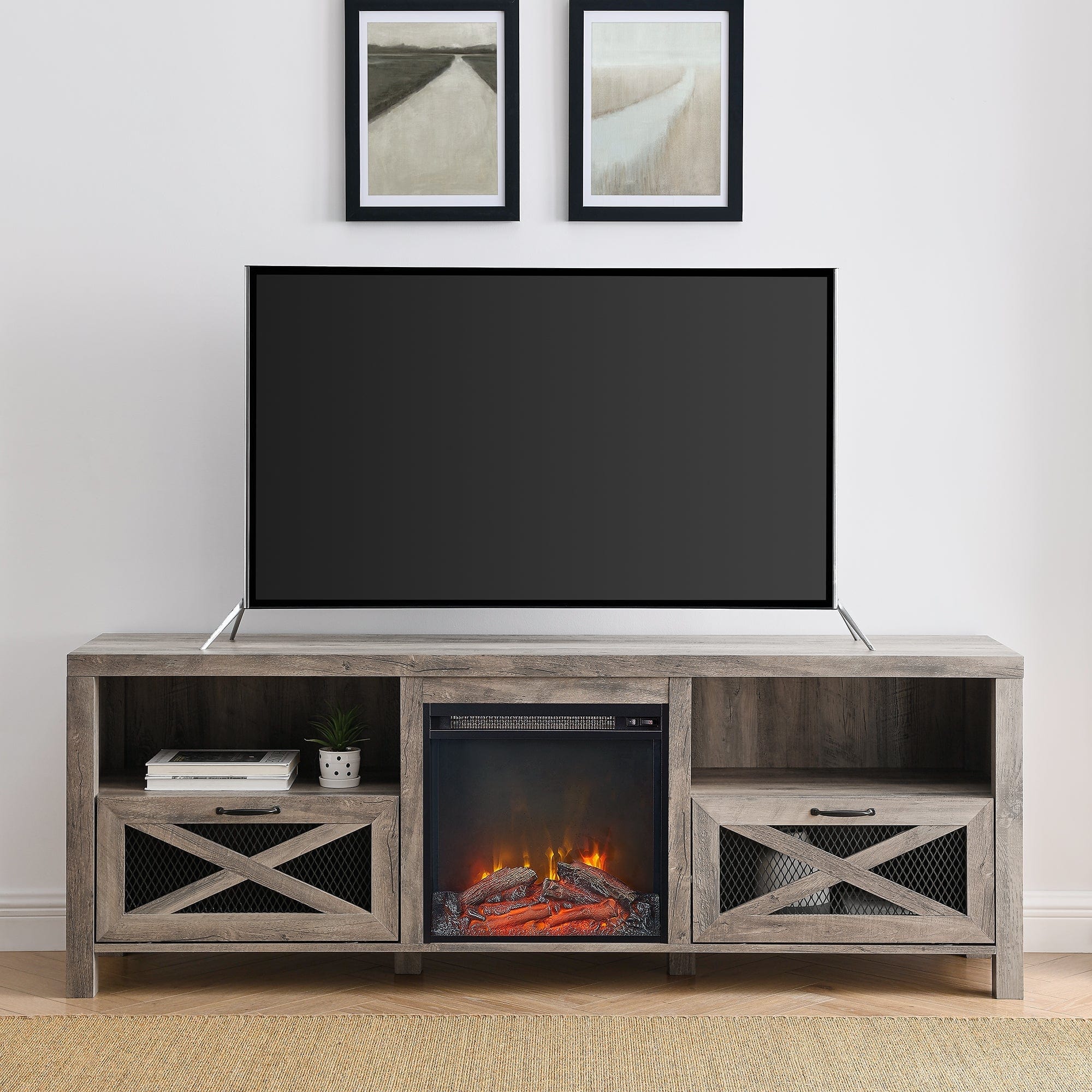 Abilene 70" Rustic Farmhouse Fireplace TV Stand