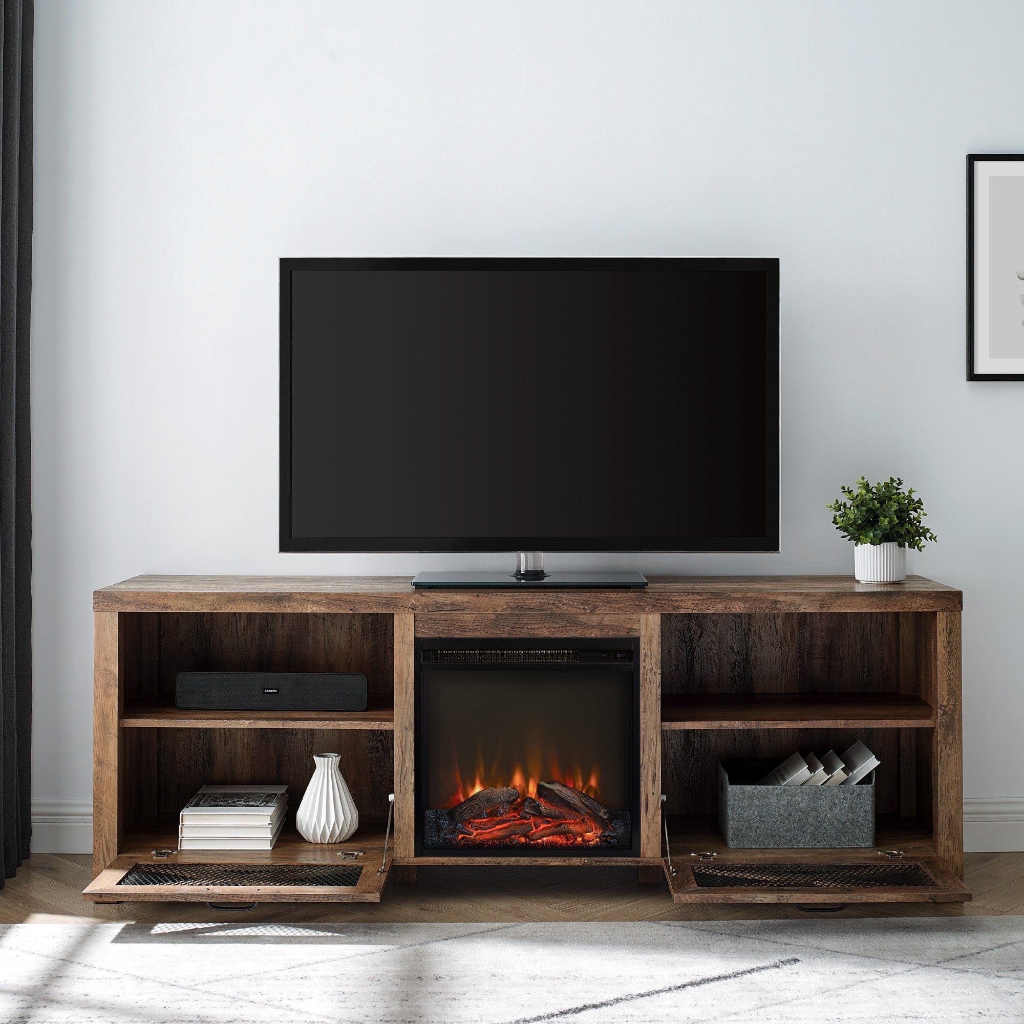 Abilene 70" Rustic Farmhouse Fireplace TV Stand