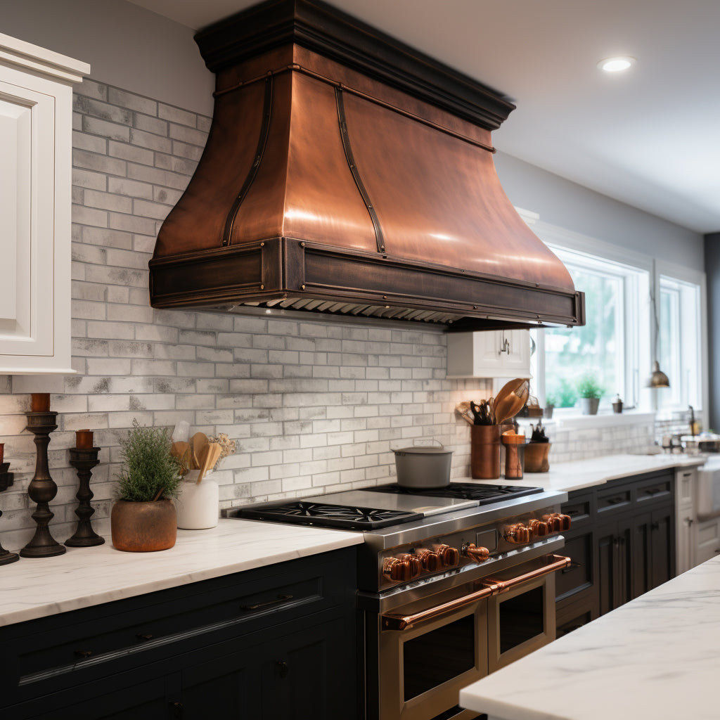 Akicon Custom Custom Copper Vent Hood with Artisan Handcrafted Detail