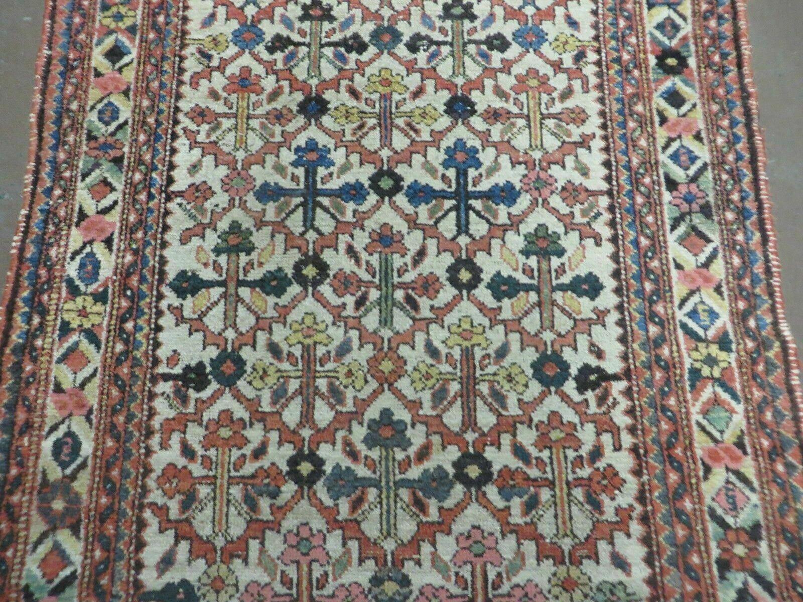 3' 3"X 10' Antique Handmade Caucasian Shirvan Wool Runner Rug Nice