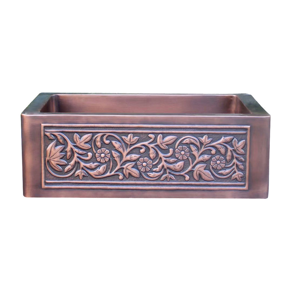 Akicon Custom Single Bowl Farmhouse Kitchen Copper Sink