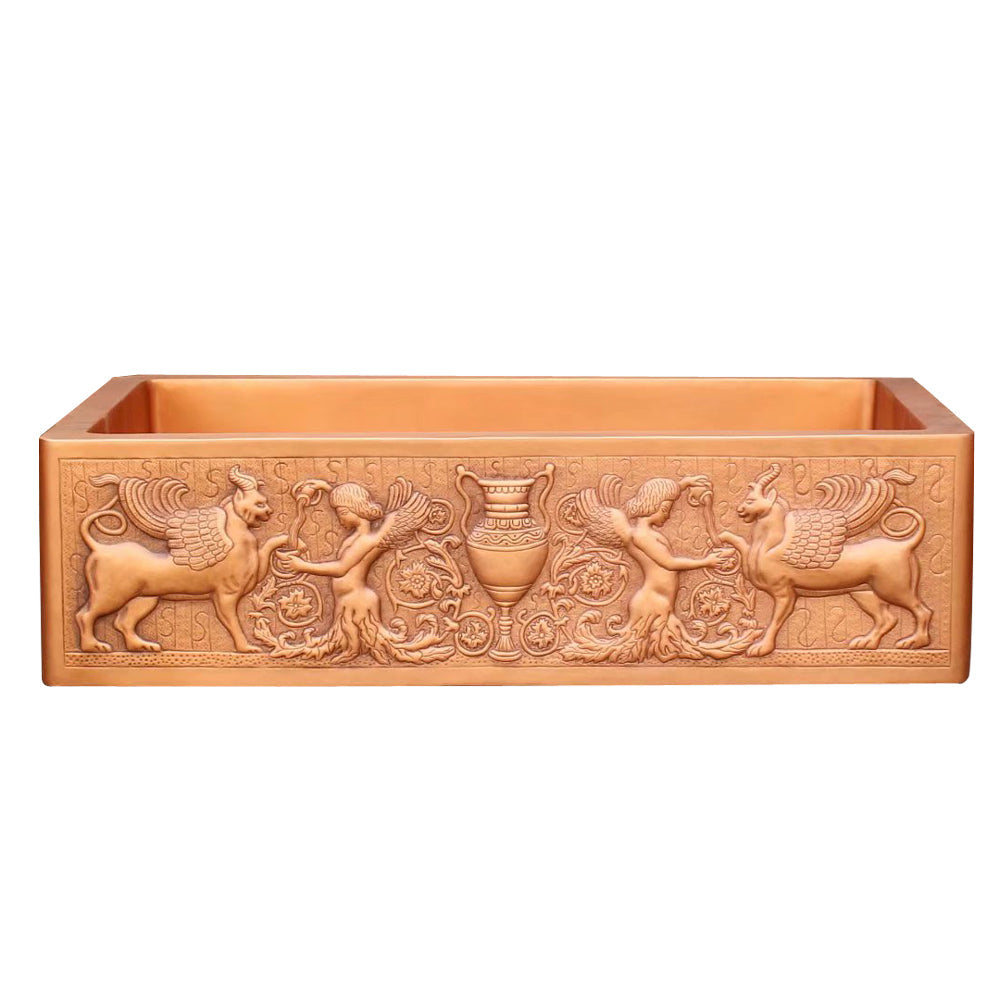 Akicon Custom Single Bowl Farmhouse Kitchen Copper Sink