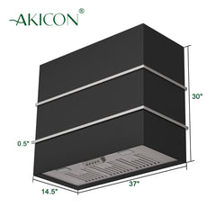 Akicon 36" Stainless Steel Wall Mount Range Hood with 600 CFM Vent Hood - AK-HS36HC-JB