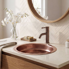 Akicon Custom Hammered Copper Bathroom Sink Artisan Copper Basin