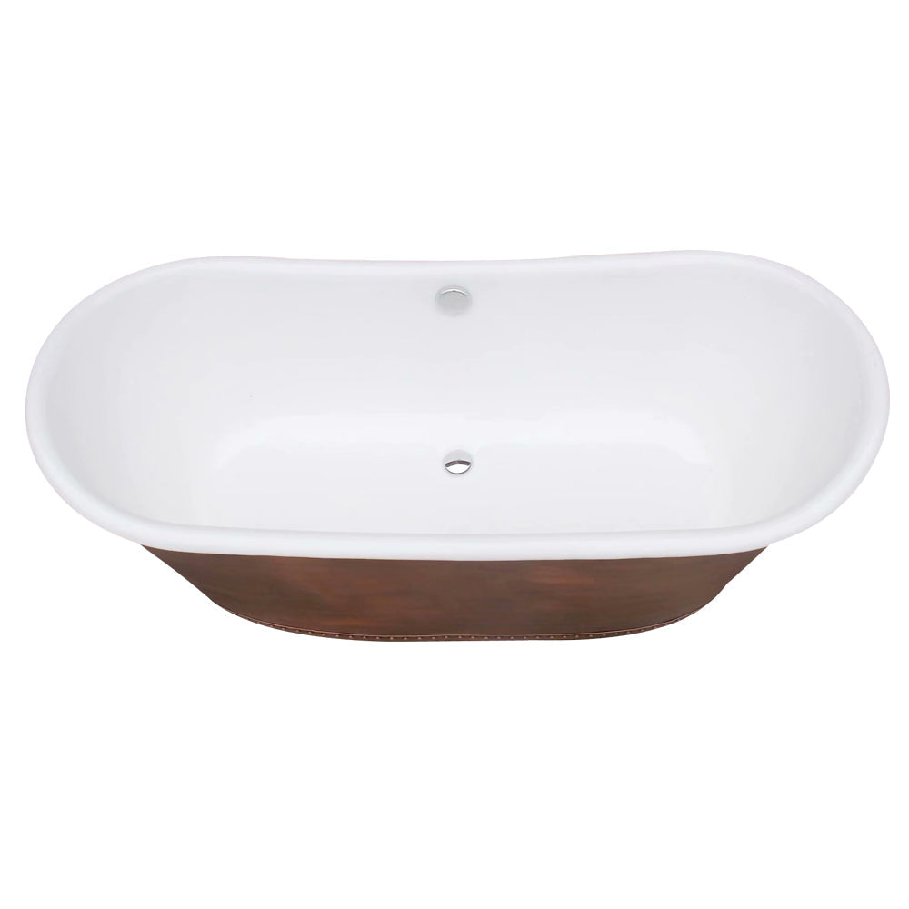 Akicon Custom Copper Ceramic Freestanding Bathtub Handmade Luxury Tub