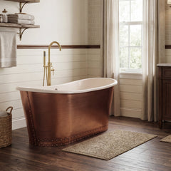 Akicon Custom Copper Ceramic Freestanding Bathtub Handmade Luxury Tub