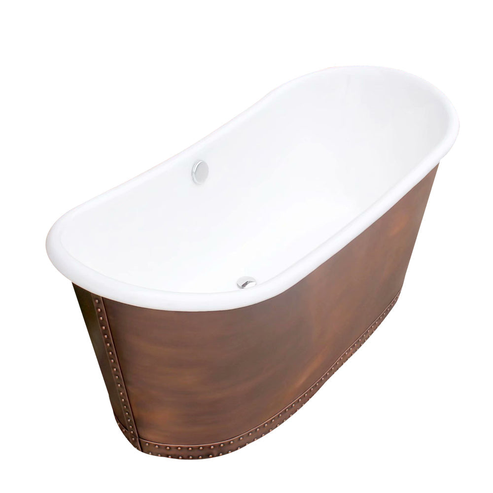 Akicon Custom Copper Ceramic Freestanding Bathtub Handmade Luxury Tub