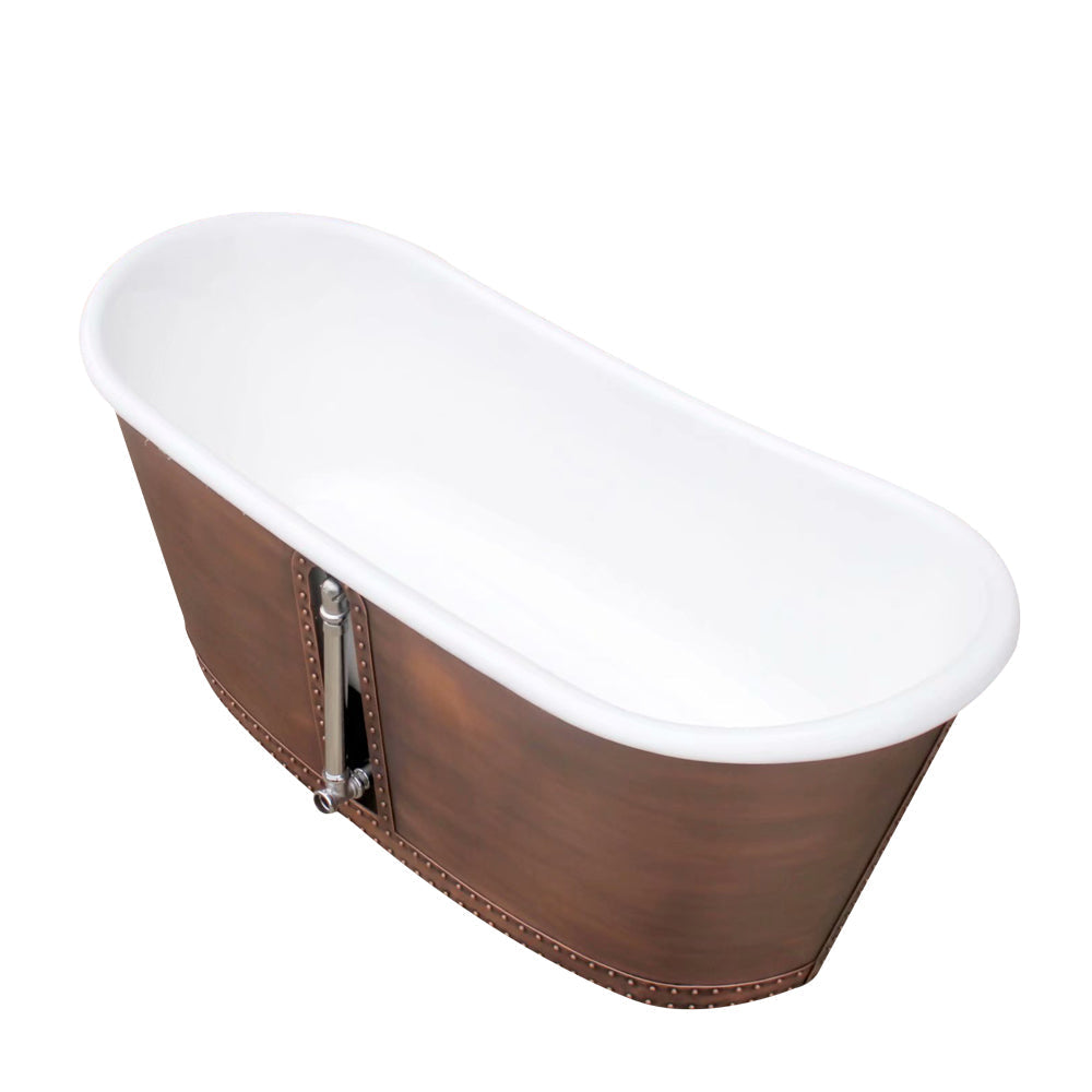 Akicon Custom Copper Ceramic Freestanding Bathtub Handmade Luxury Tub