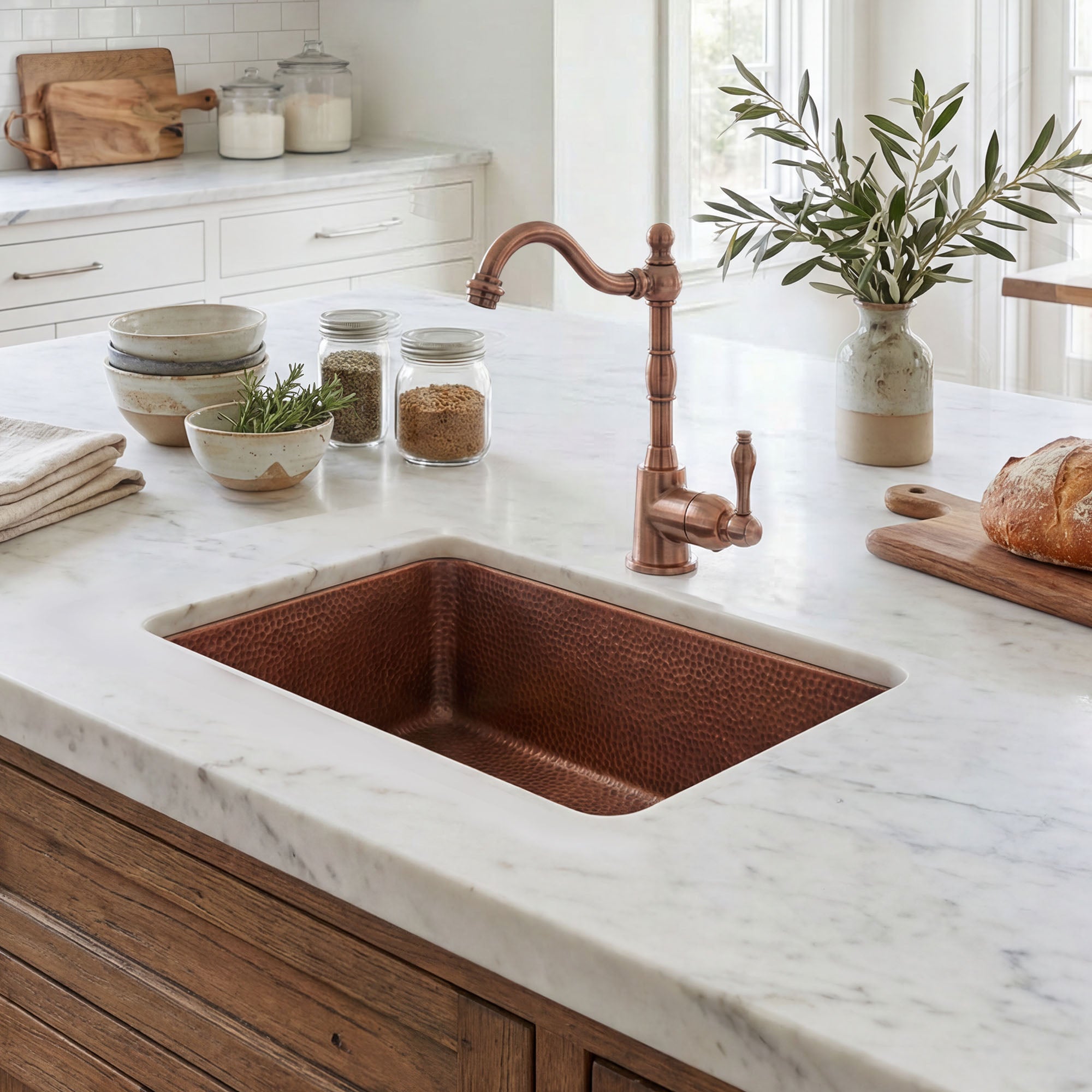Akicon Custom Handmade Copper Bar Sink Rustic Kitchen Prep Sink