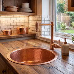Akicon Custom Solid Copper Bar Sink Handcrafted Kitchen Prep Sink