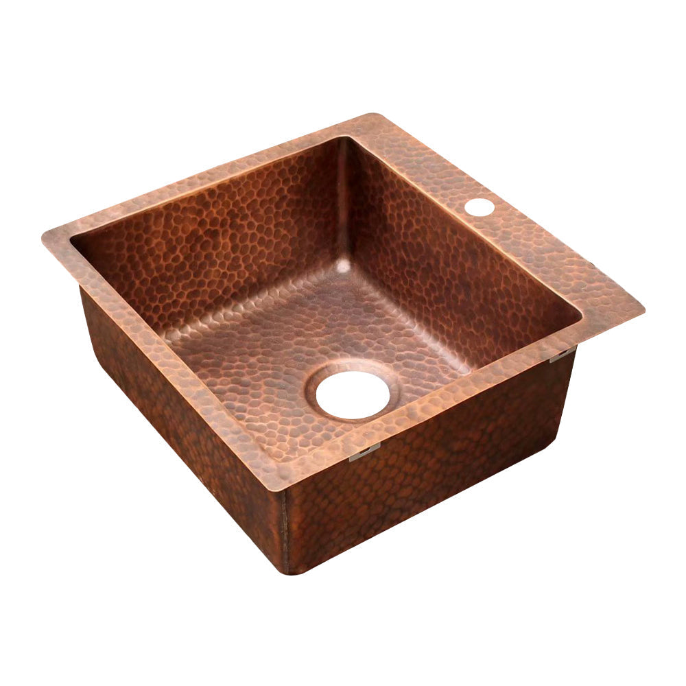 Akicon Custom Handcrafted Single Bowl Copper Top Mount Kitchen Sink