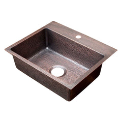 Akicon Custom Handcrafted Single Bowl Copper Top Mount Kitchen Sink