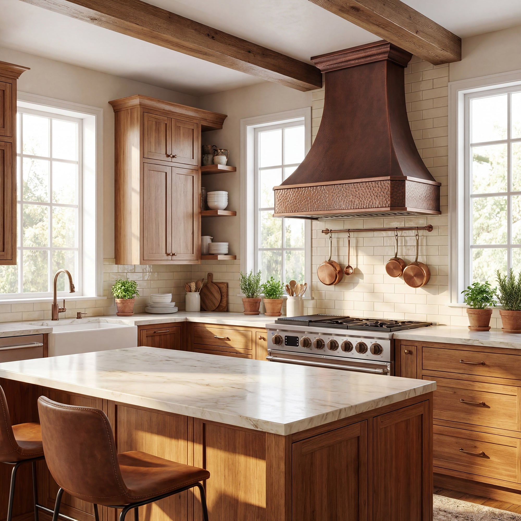 Akicon Custom Handcrafted Classic Copper Range Hood Made to Order