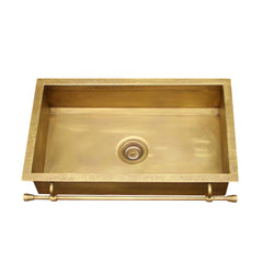 Akicon Handmade Custom Copper Kitchen Sink with Pot Rail
