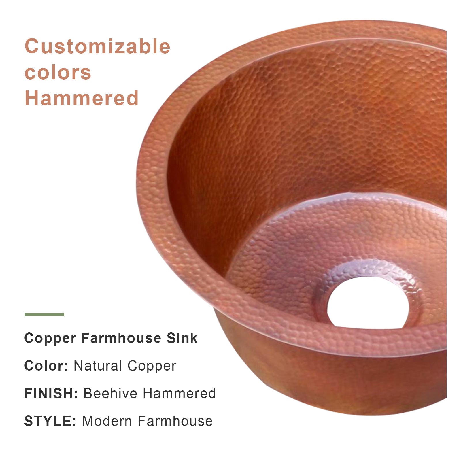 Akicon Handmade Copper Prep Sink Custom Bar Kitchen Sink