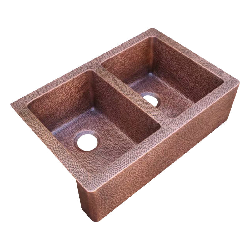 Akicon Double Bowl Custom Farmhouse Apron Copper Kichen Sink