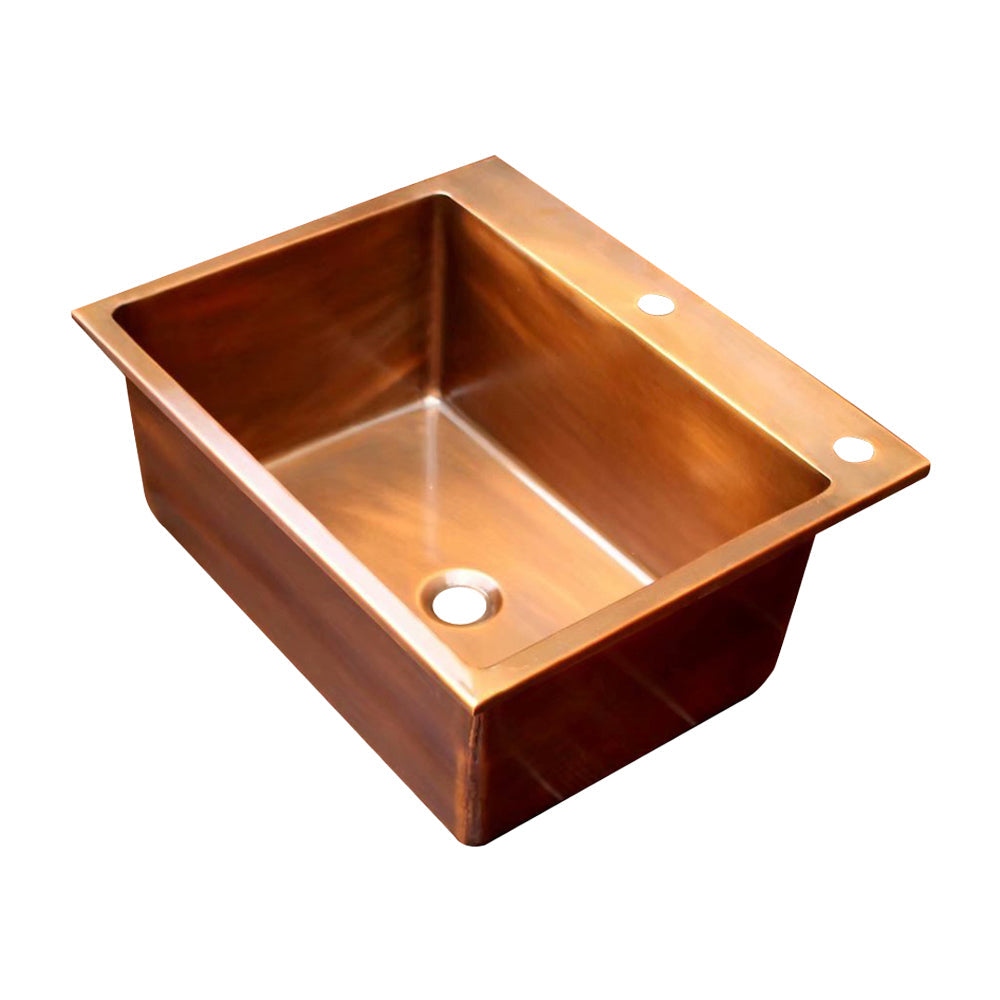 Akicon Custom Handcrafted Single Bowl Copper Top Mount Kitchen Sink