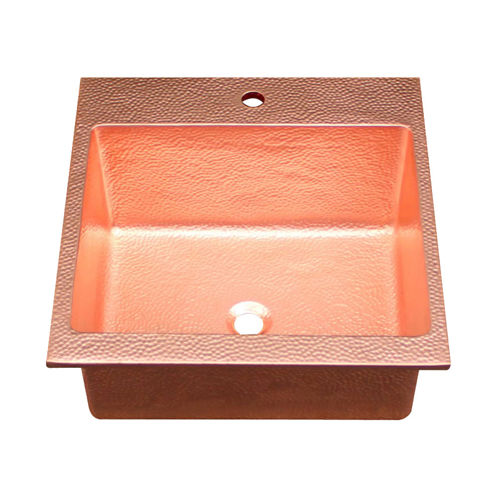 Akicon Custom Handcrafted Single Bowl Copper Top Mount Kitchen Sink