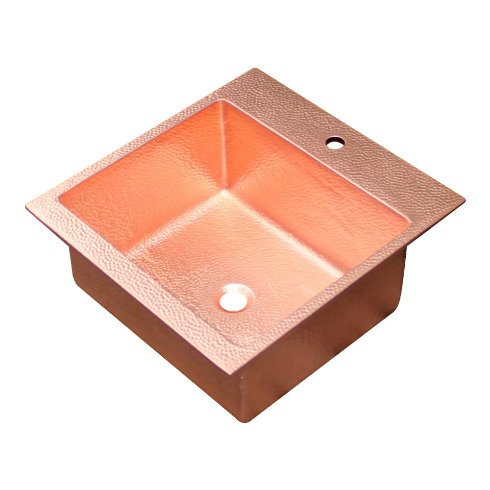 Akicon Custom Handcrafted Single Bowl Copper Top Mount Kitchen Sink