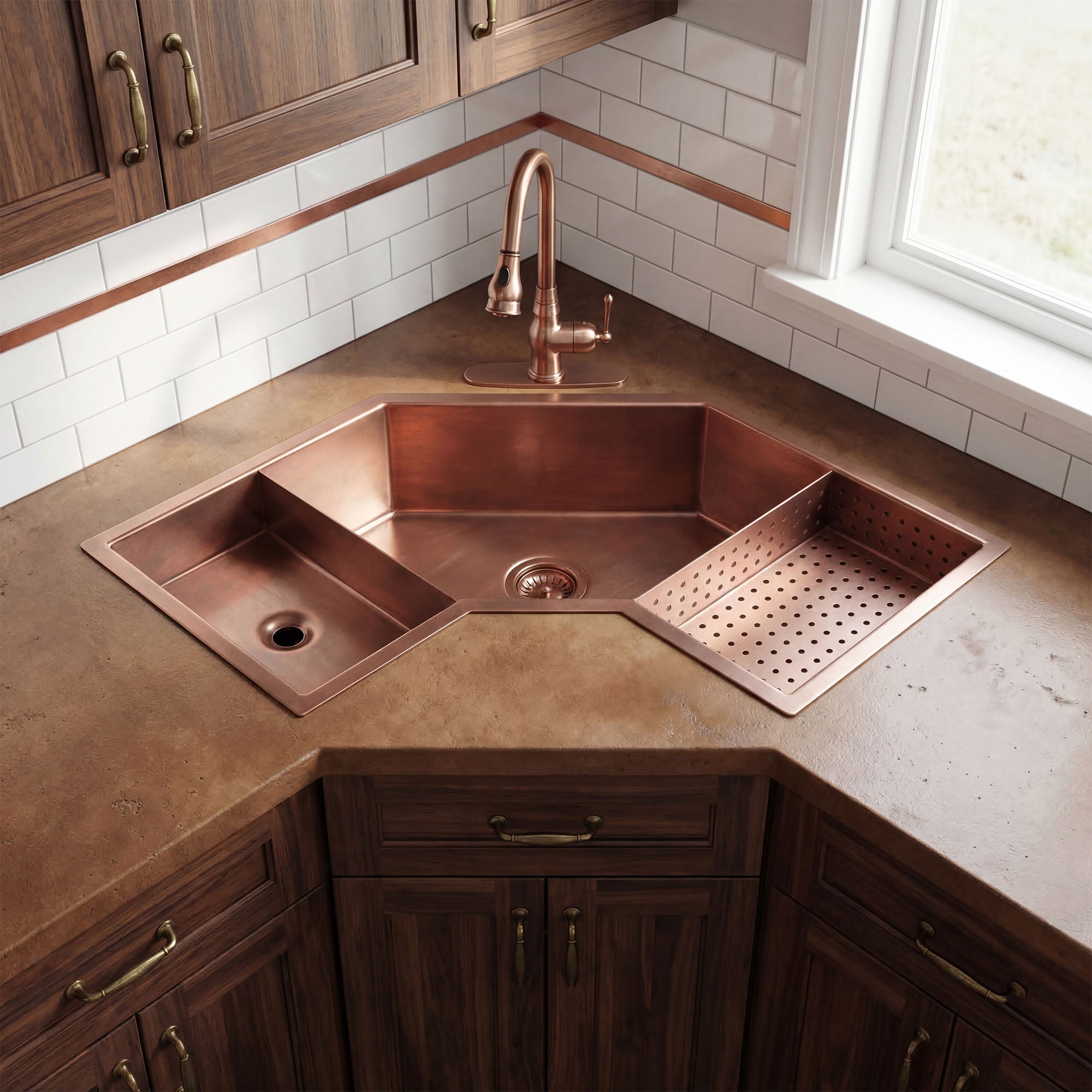 Akicon Custom Hammered Copper Undermount Kitchen Sink