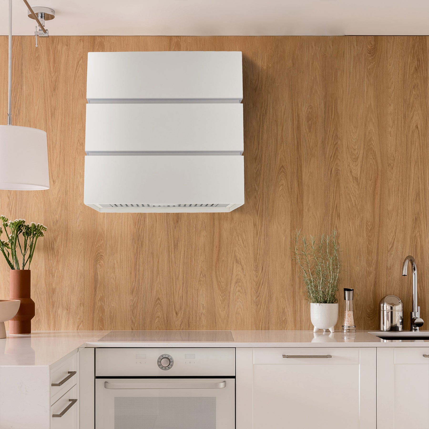 Akicon 36" Stainless Steel Wall Mount Range Hood, 3 Stacks Kitchen Hood with 600 CFM Vent Motor
