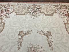 10x14 Aubusson Rug, Wool Handmade Vintage Carpet, French European Design, Elegant