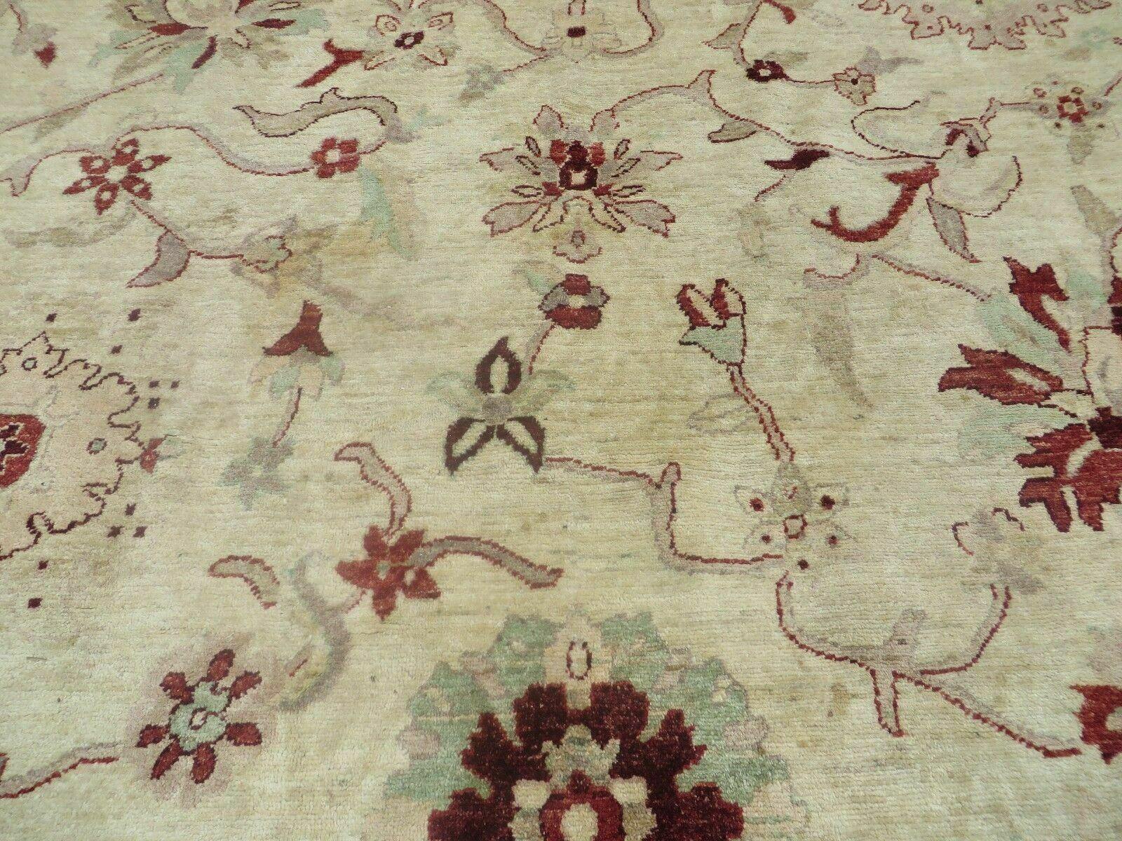 10' X 14' Vintage Hand Knotted Made Indian Agra Wool Rug Vegetable Dyes