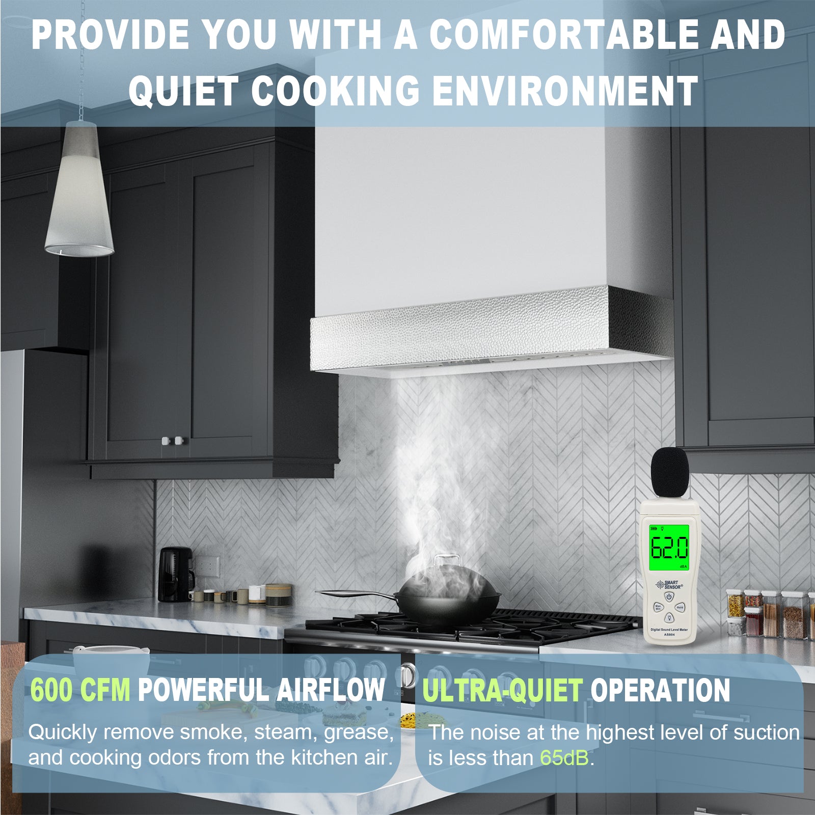 Akicon 30" Stainless Steel Wall Mount Range Hood with 600 CFM Vent Hood