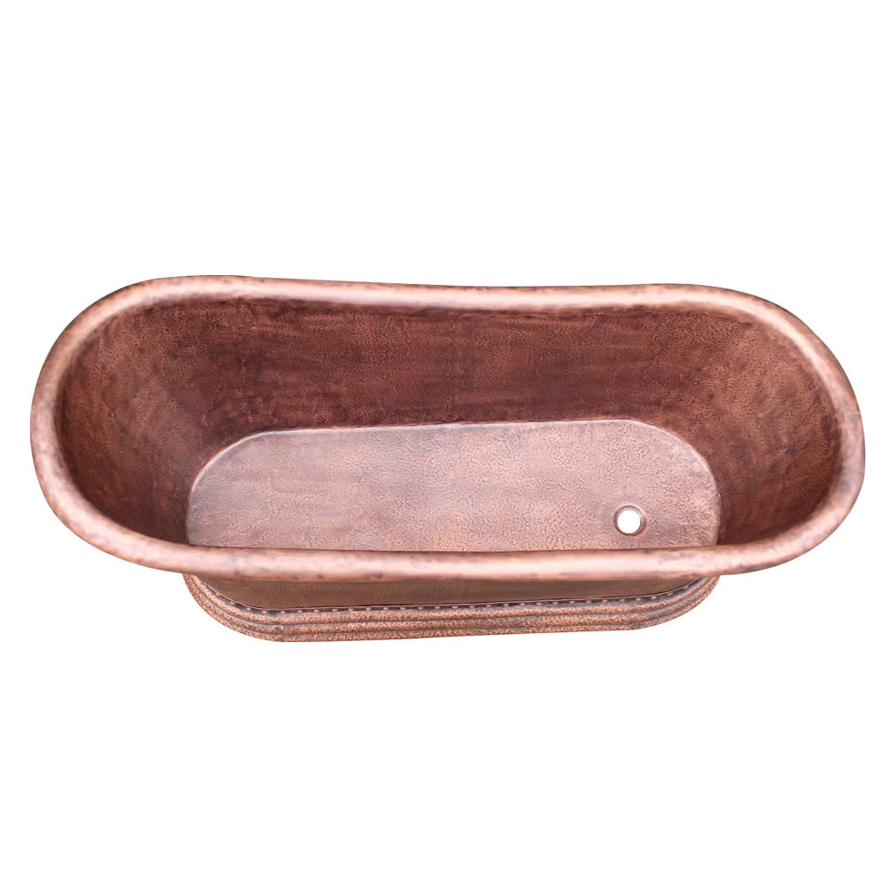 Akicon Copper Single-Slipper Roll-Top Handmade Copper Tub