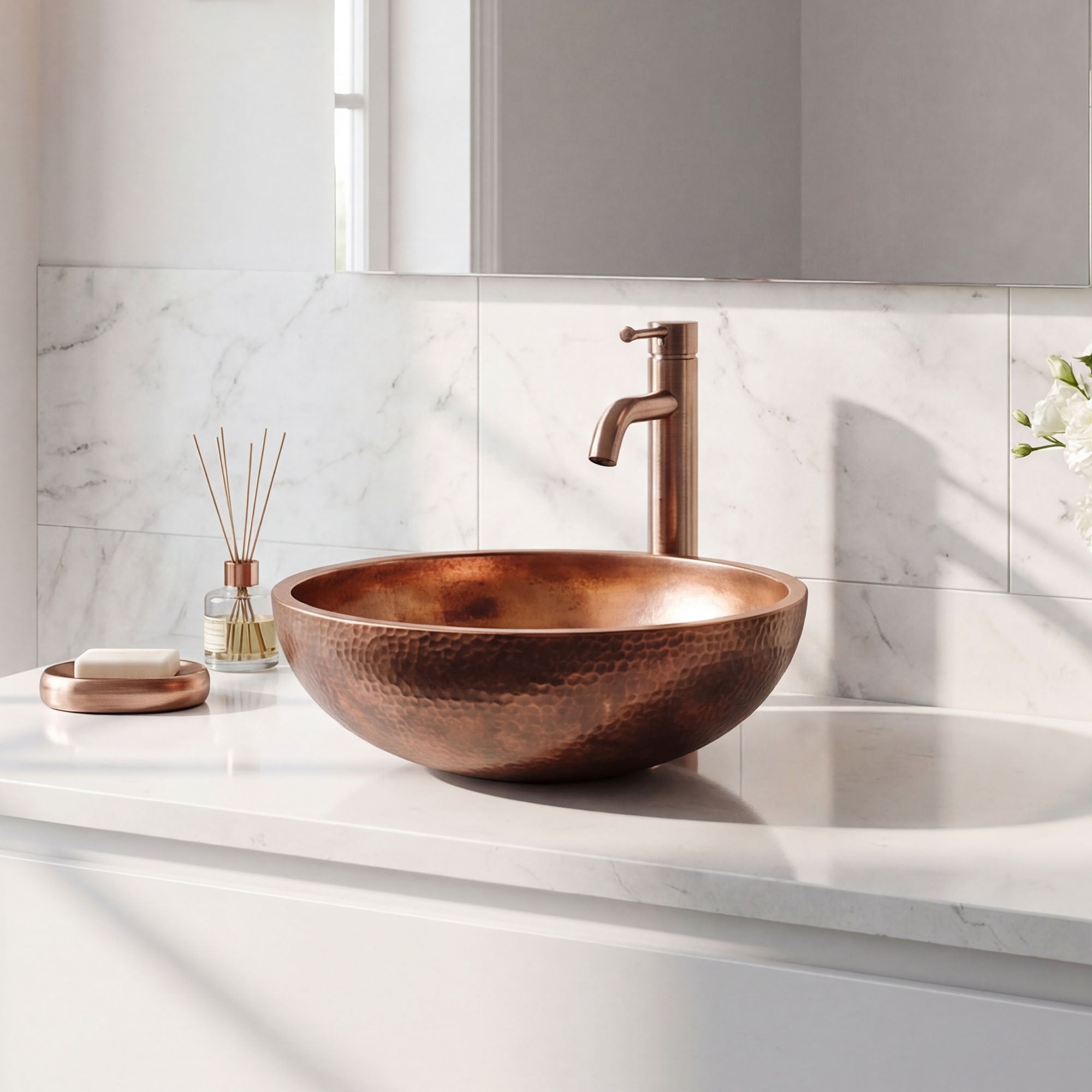 Akicon Custom Solid Copper Bathroom Sink Handmade Copper Basin
