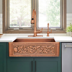 Akicon Custom Single Bowl Farmhouse Kitchen Copper Sink