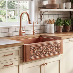 Akicon Custom Single Bowl Farmhouse Kitchen Copper Sink