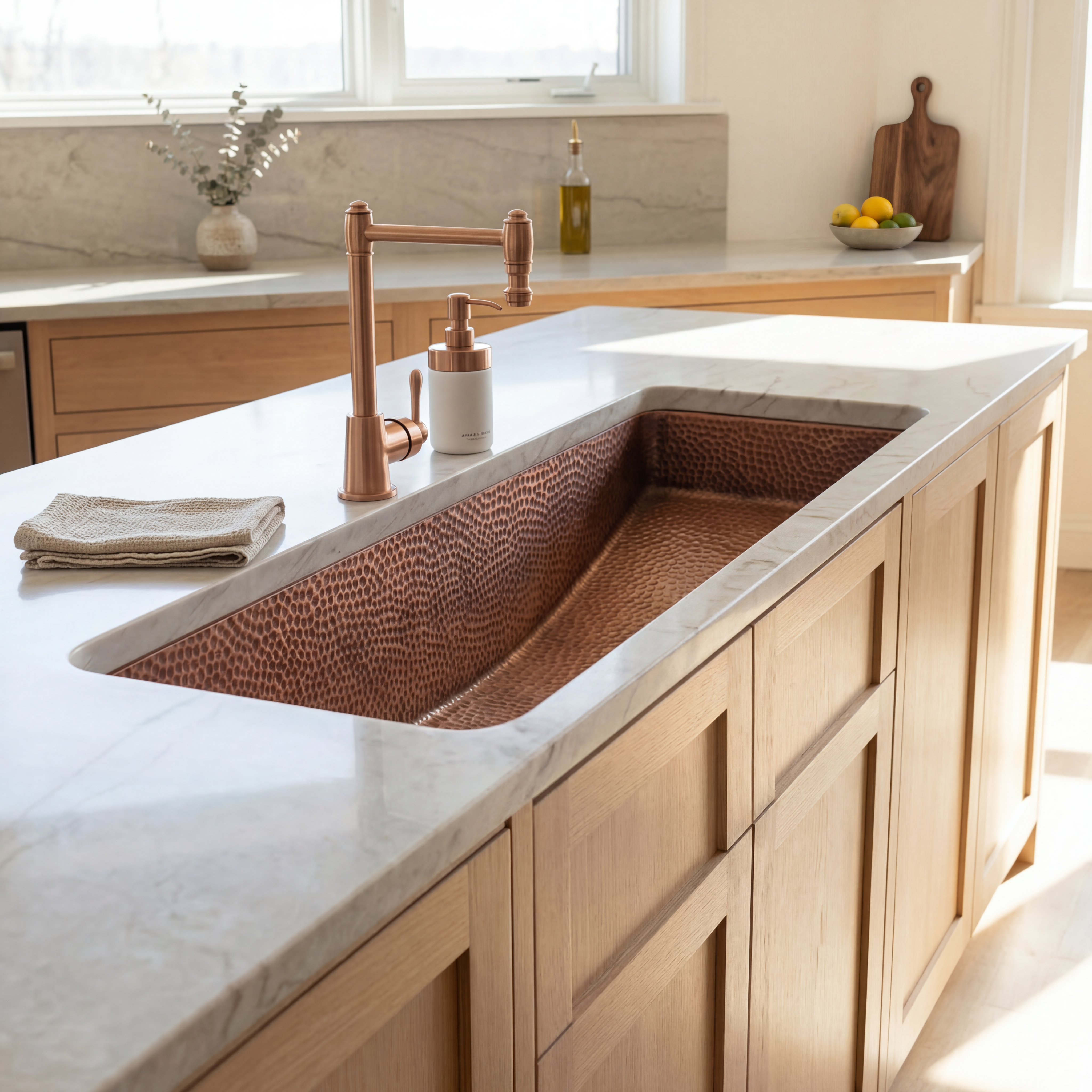 Akicon Handmade Copper Prep Sink Custom Bar Kitchen Sink