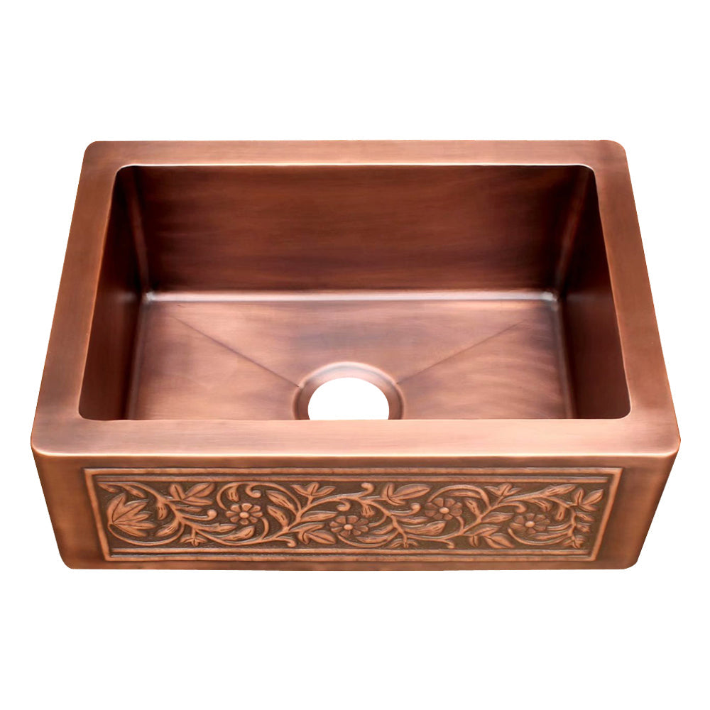 Akicon Custom Single Bowl Farmhouse Kitchen Copper Sink