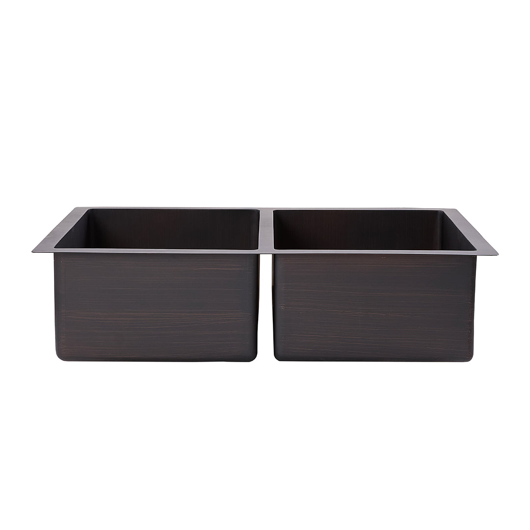 Akicon Custom Handmade Copper Double Bowl Undermount  Kitchen Sink