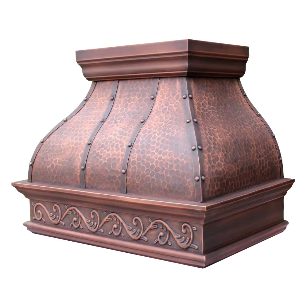 Akicon Custom Custom Copper Vent Hood with Artisan Handcrafted Detail