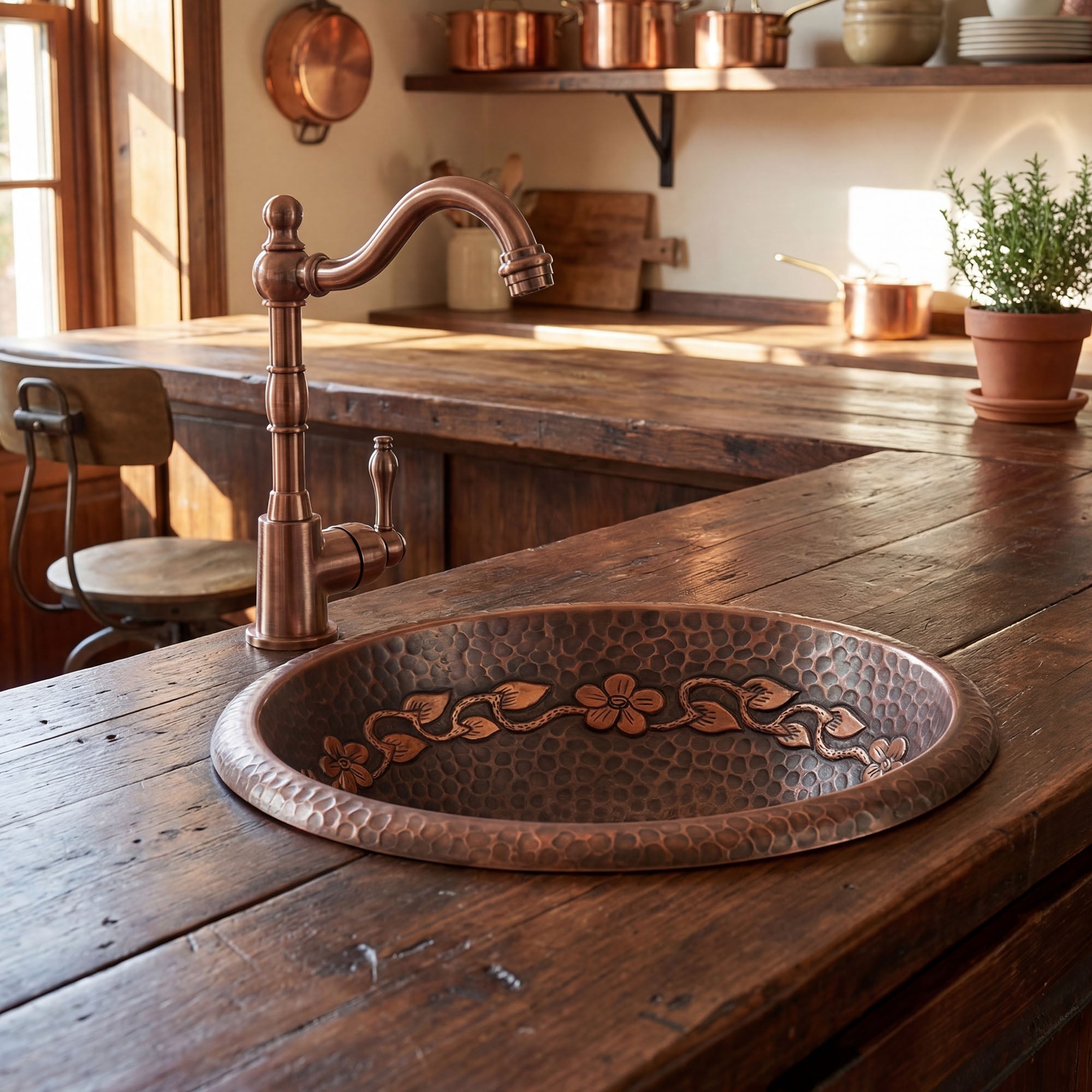 Akicon Handcrafted Copper Bar Sink Premium Prep Sink